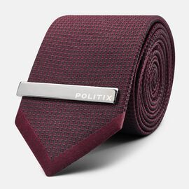 Lucca Slim Two Tone Textured Silk Tie, Burgundy, hi-res